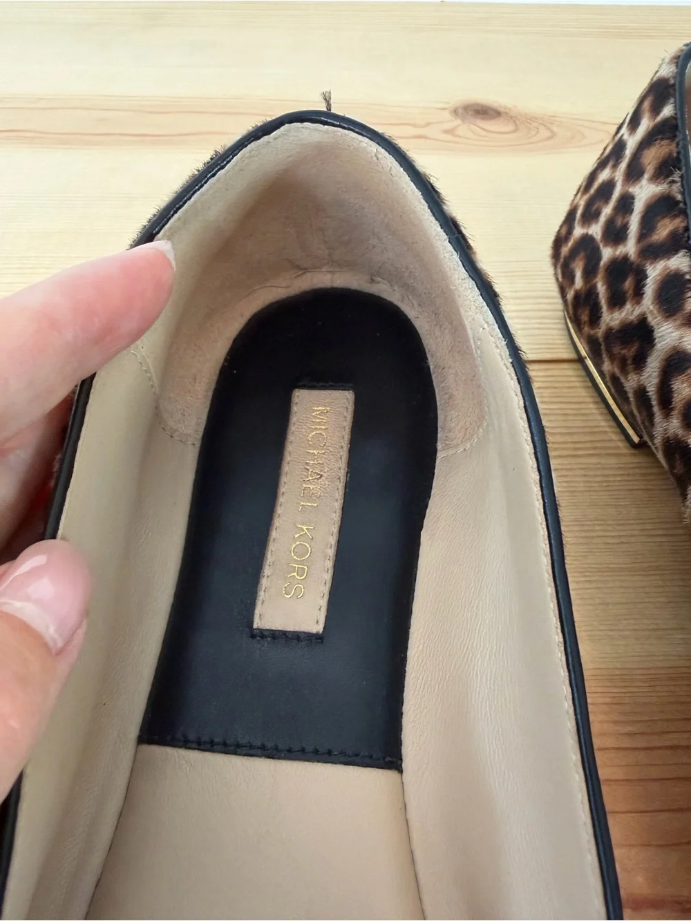 Michael Kors Leopard-Print Ballet Flats with Gold Hardware
